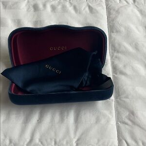 Gucci Navy Velvet Jewelry Box with Burgundy Interior